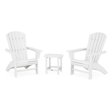 POLYWOOD Nautical 3-Piece Curveback Adirondack Set - White